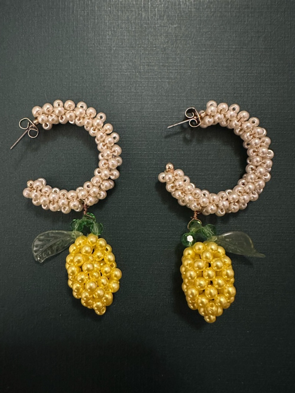 Zara Pearl Hoops with Yellow Lemon Charms